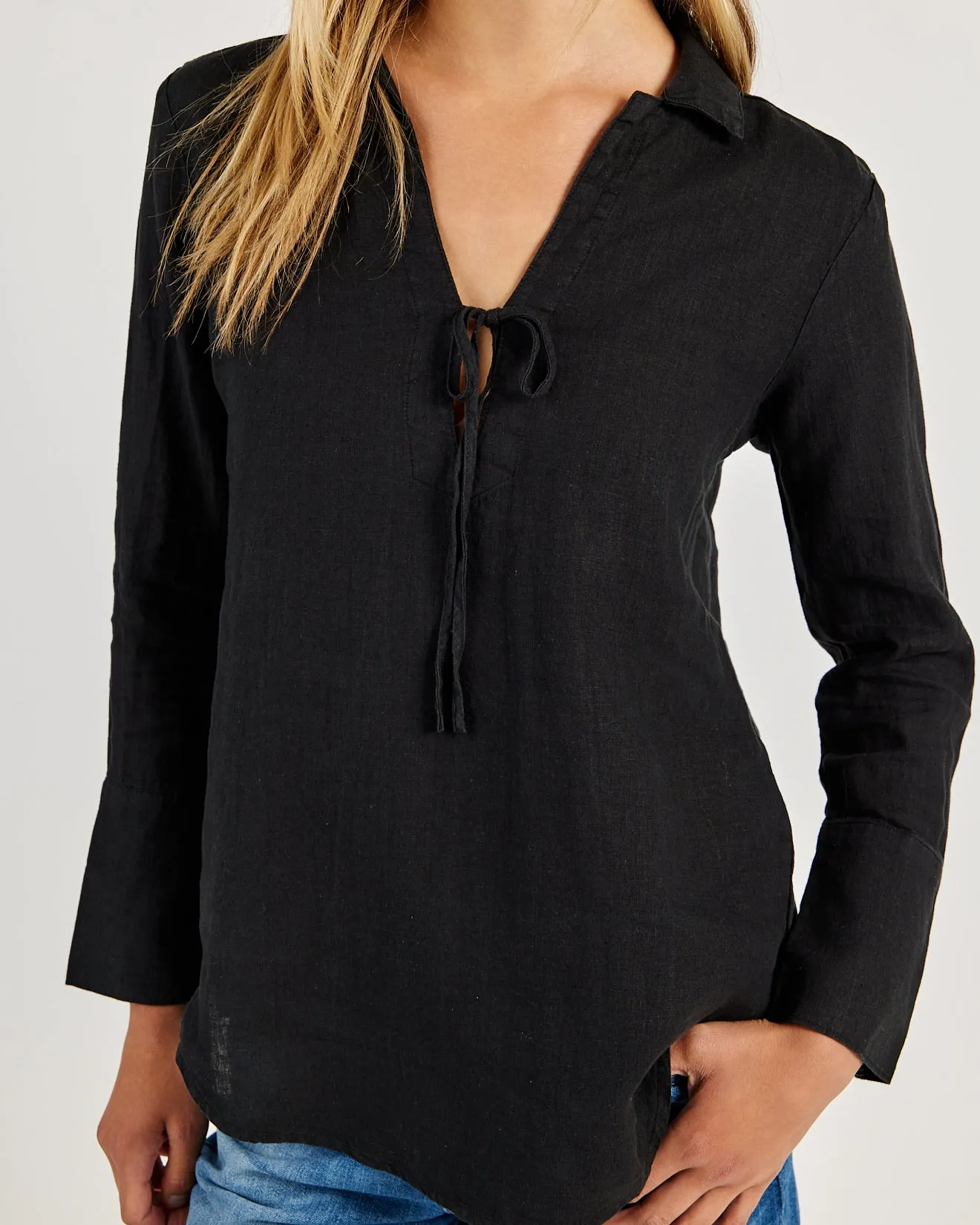 Linen Tie Neck Tunic - Black sold by Bella Dahl product image thumbnail 2