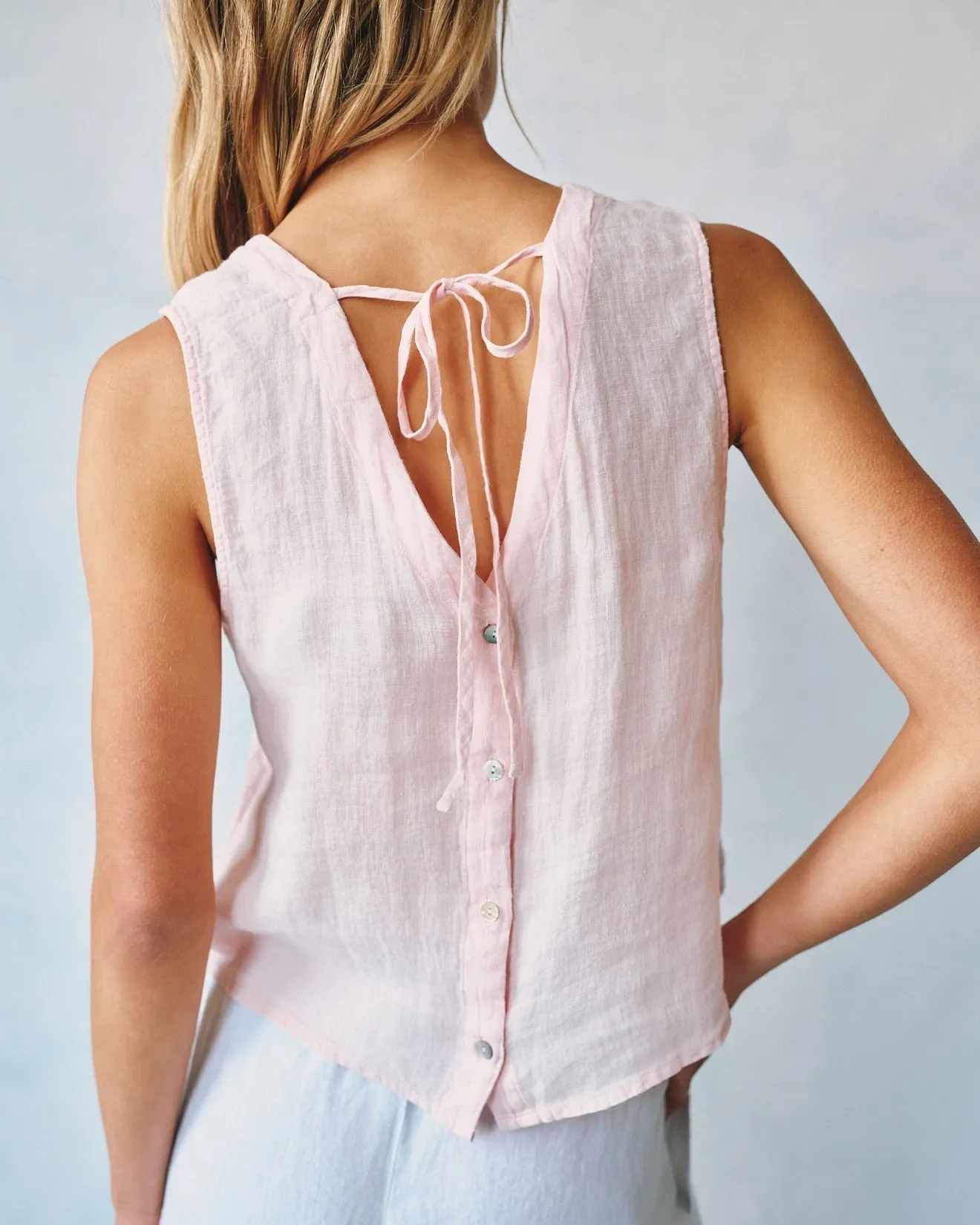 Linen Sleeveless Button Back Top - Pastel Pink sold by Bella Dahl product image thumbnail 4