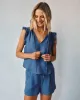 Linen Ruffle Sleeve Top - Antique Indigo sold by Bella Dahl