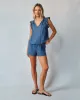 Linen Ruffle Sleeve Top - Antique Indigo sold by Bella Dahl