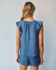 Linen Ruffle Sleeve Top - Antique Indigo sold by Bella Dahl