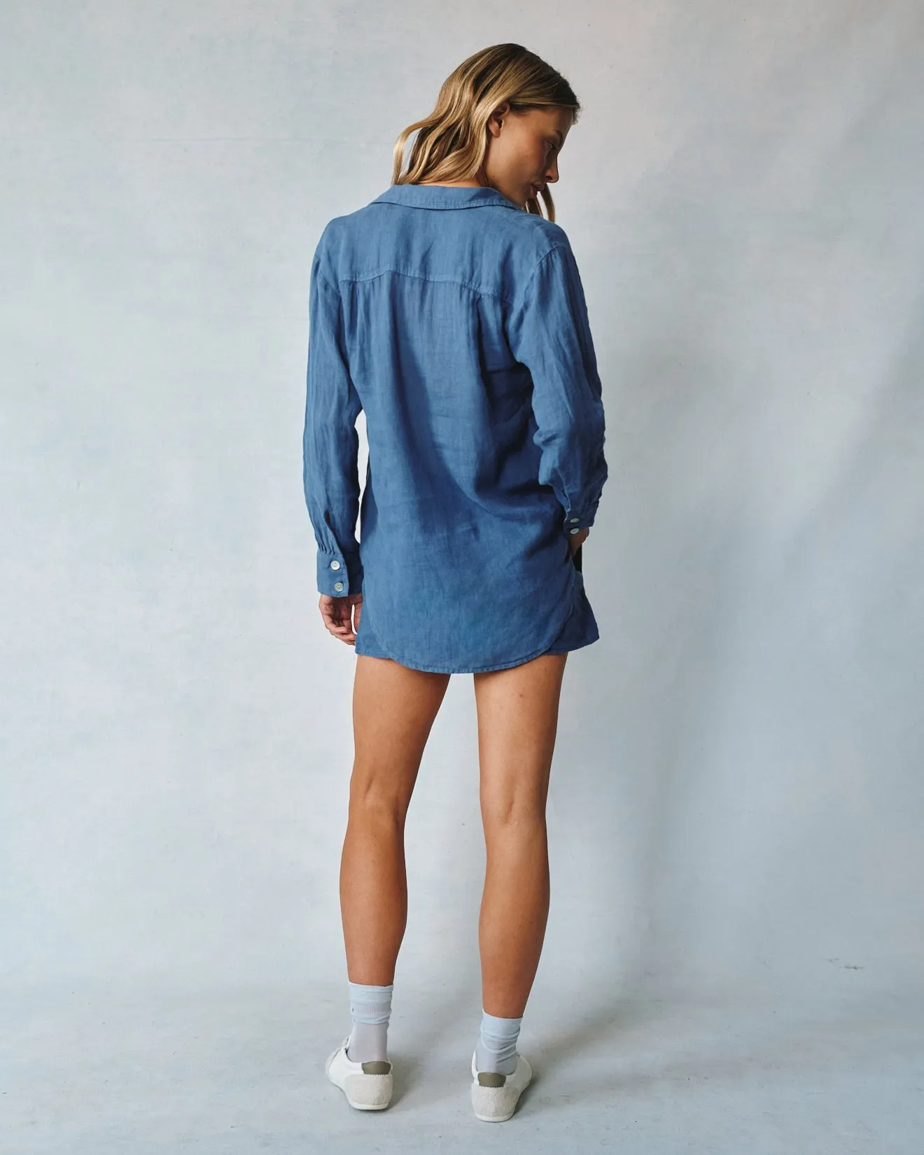 Linen Boyfriend Button Down - Antique Indigo sold by Bella Dahl product image thumbnail 4
