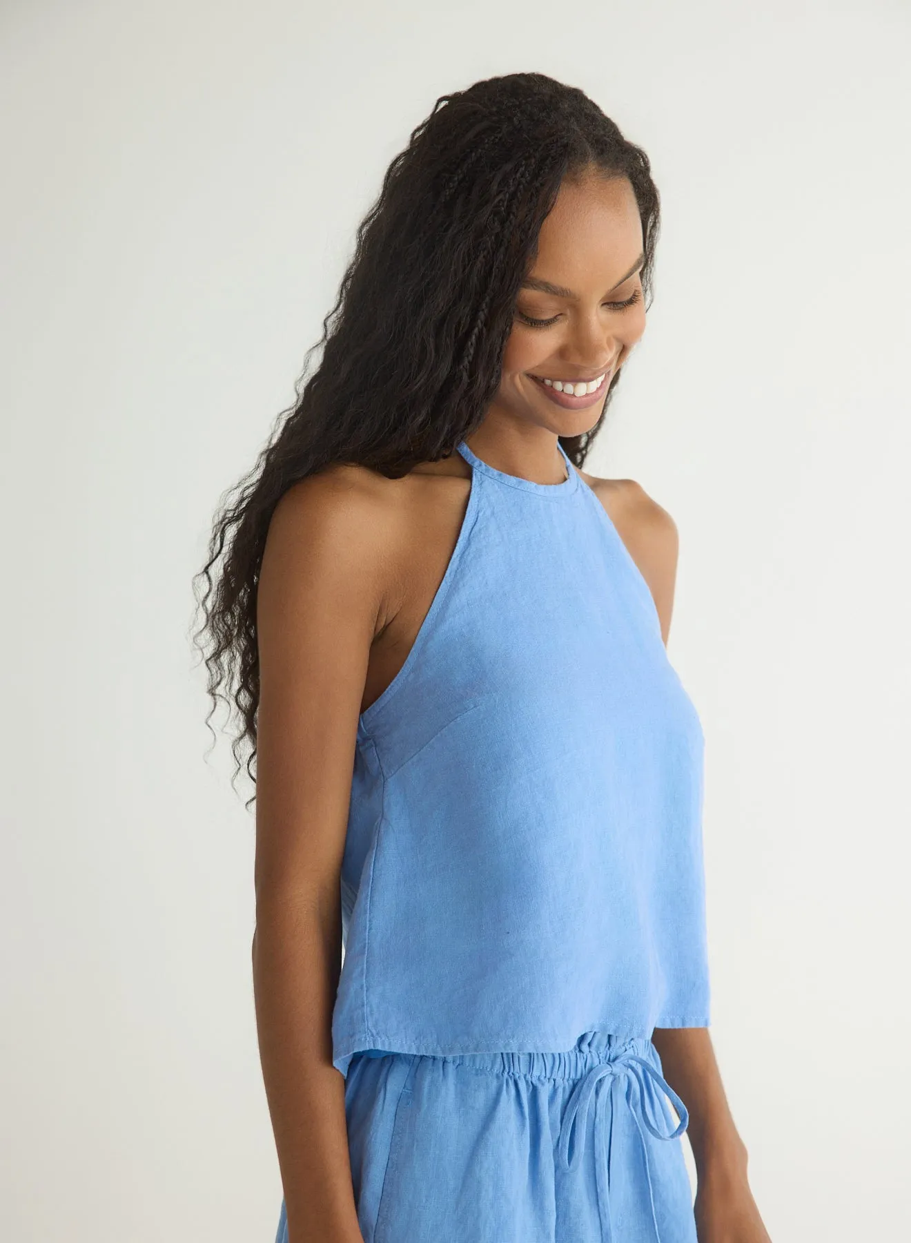 Tie Neck Halter Top - Riviera Blue sold by Bella Dahl product image thumbnail 2