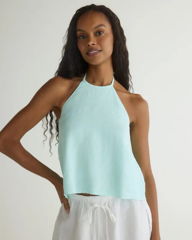 Tie Neck Halter Top - French Seaglass sold by Bella Dahl