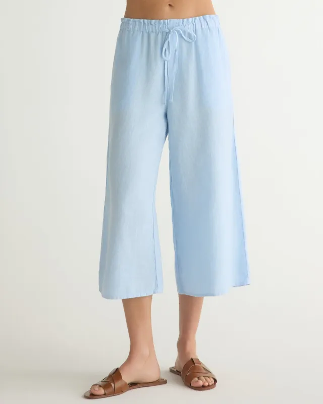 Ruffle Waist Wide Leg Crop - Blue Periwinkle sold by Bella Dahl