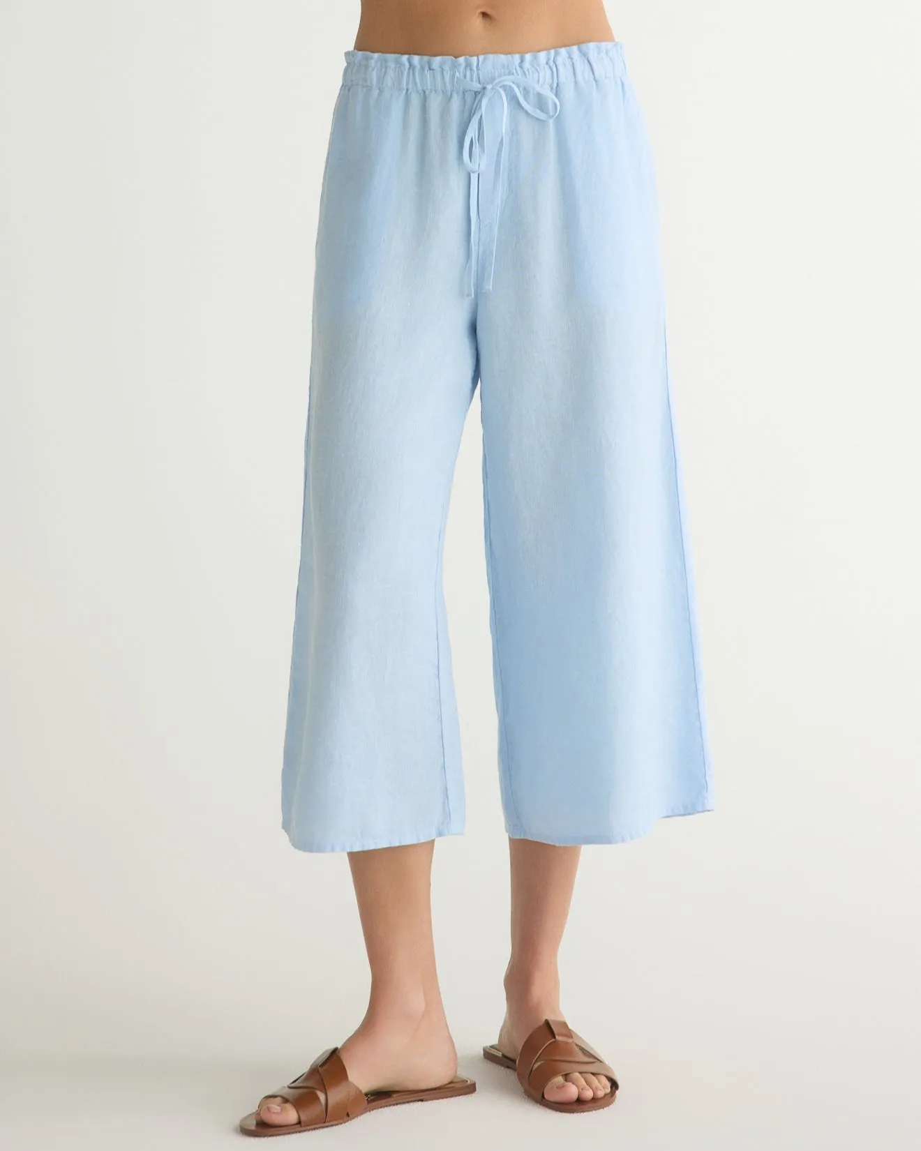 Ruffle Waist Wide Leg Crop - Blue Periwinkle sold by Bella Dahl