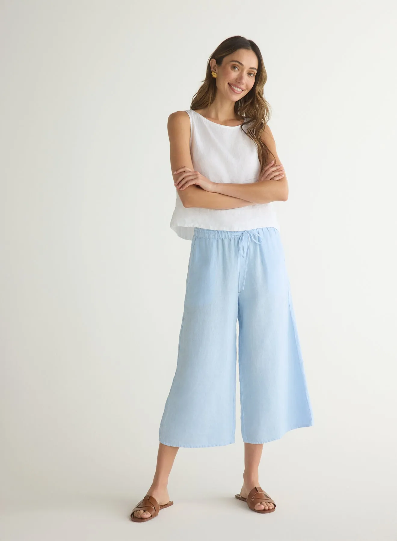 Ruffle Waist Wide Leg Crop - Blue Periwinkle sold by Bella Dahl product image thumbnail 2