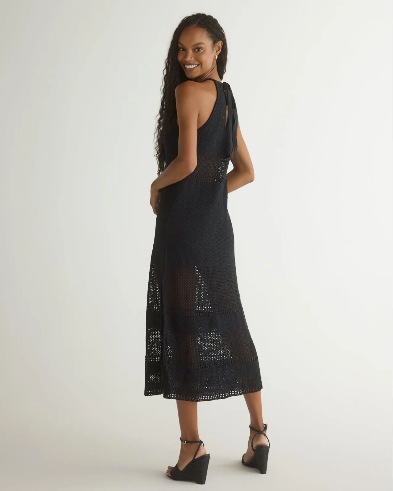 Halter Midi Crochet Dress - Black sold by Bella Dahl product image thumbnail 4