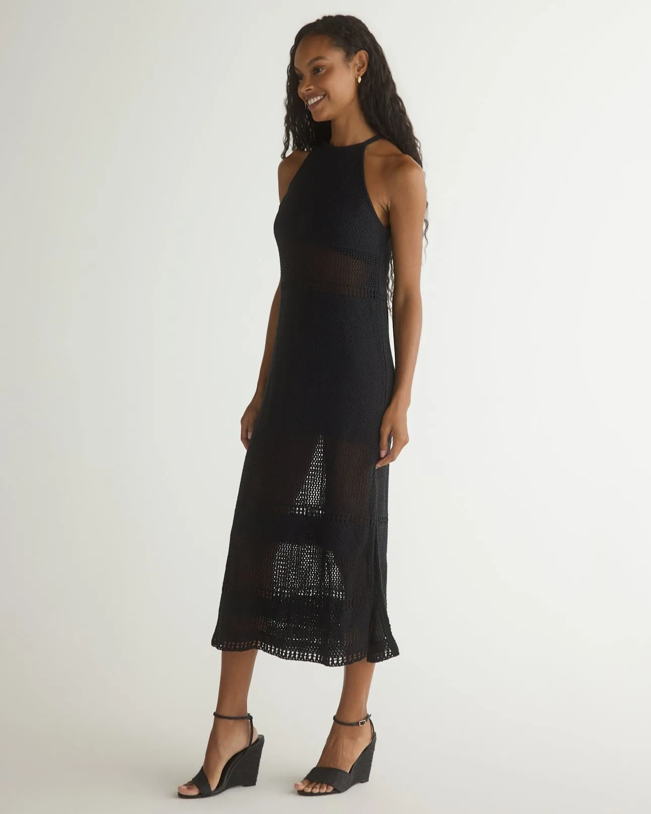 Halter Midi Crochet Dress - Black sold by Bella Dahl product image thumbnail 3