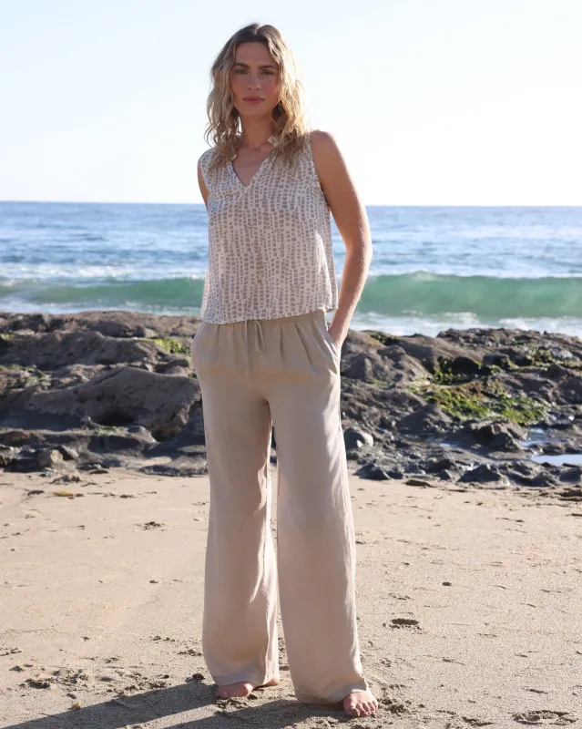 Ruffle Neck Tank - Abstract Blocks Print sold by Bella Dahl