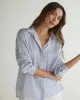 Oversized Split Back Button Down - Provence Peri Stripe sold by Bella Dahl