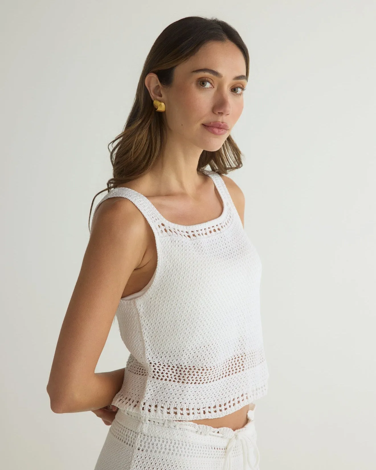Sleeveless Button Back Crochet Top - White sold by Bella Dahl product image thumbnail 2