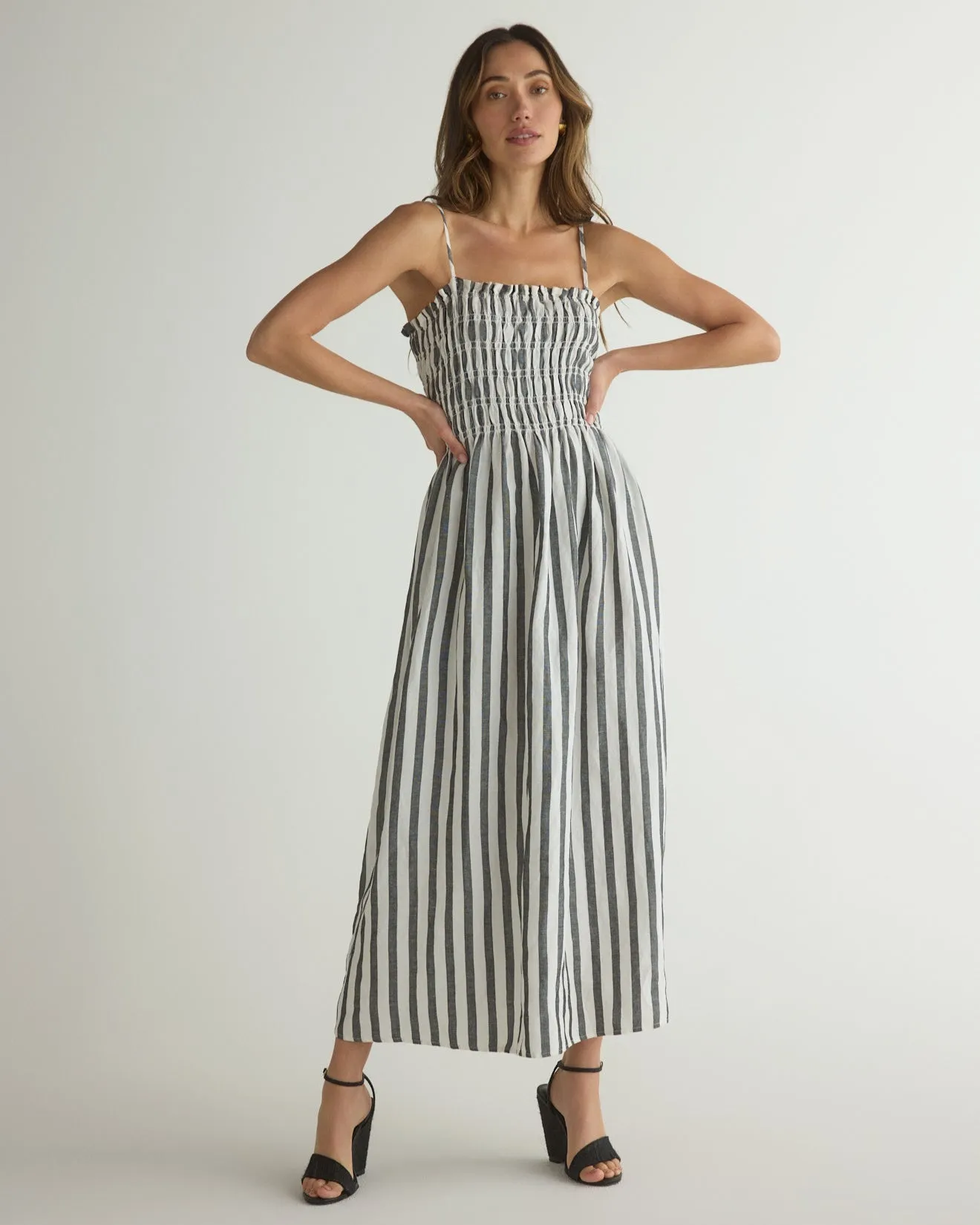Smocked Midi Dress - Saint Tropez Stripe sold by Bella Dahl