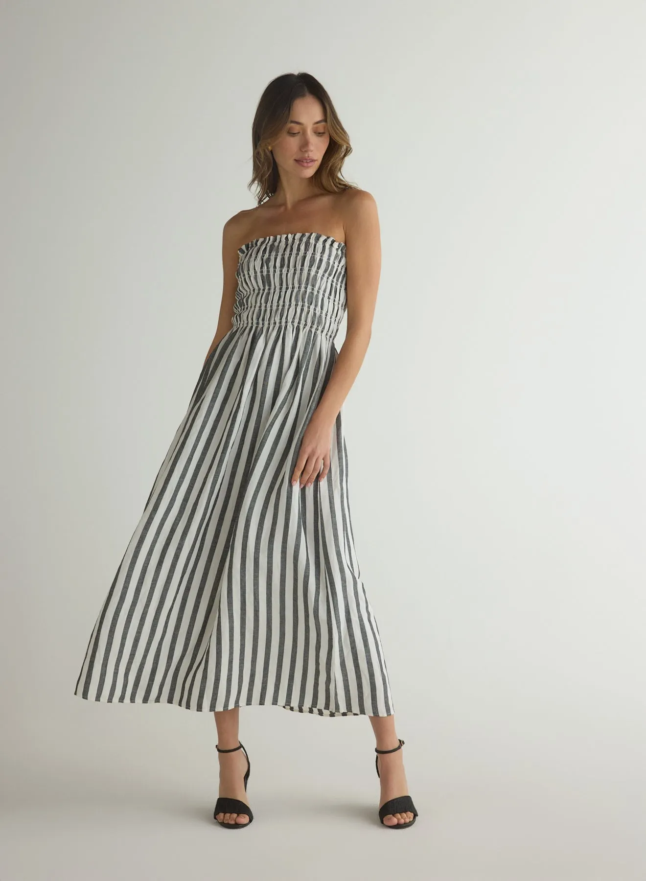 Smocked Midi Dress - Saint Tropez Stripe sold by Bella Dahl product image thumbnail 2