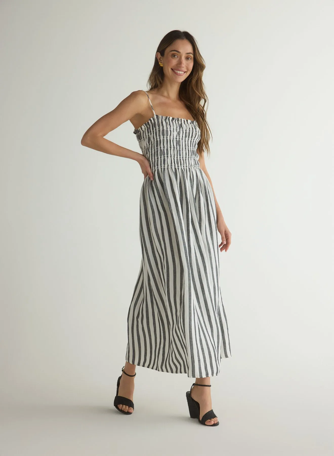 Smocked Midi Dress - Saint Tropez Stripe sold by Bella Dahl product image thumbnail 3