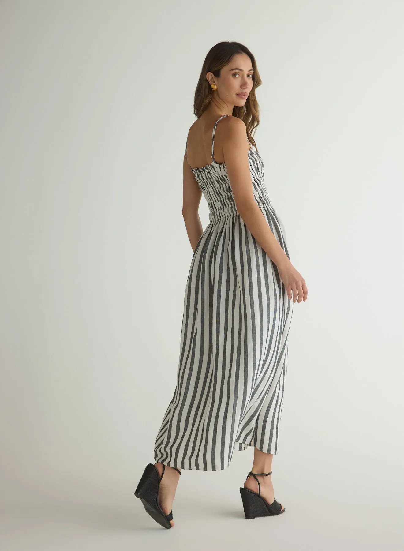 Smocked Midi Dress - Saint Tropez Stripe sold by Bella Dahl product image thumbnail 4