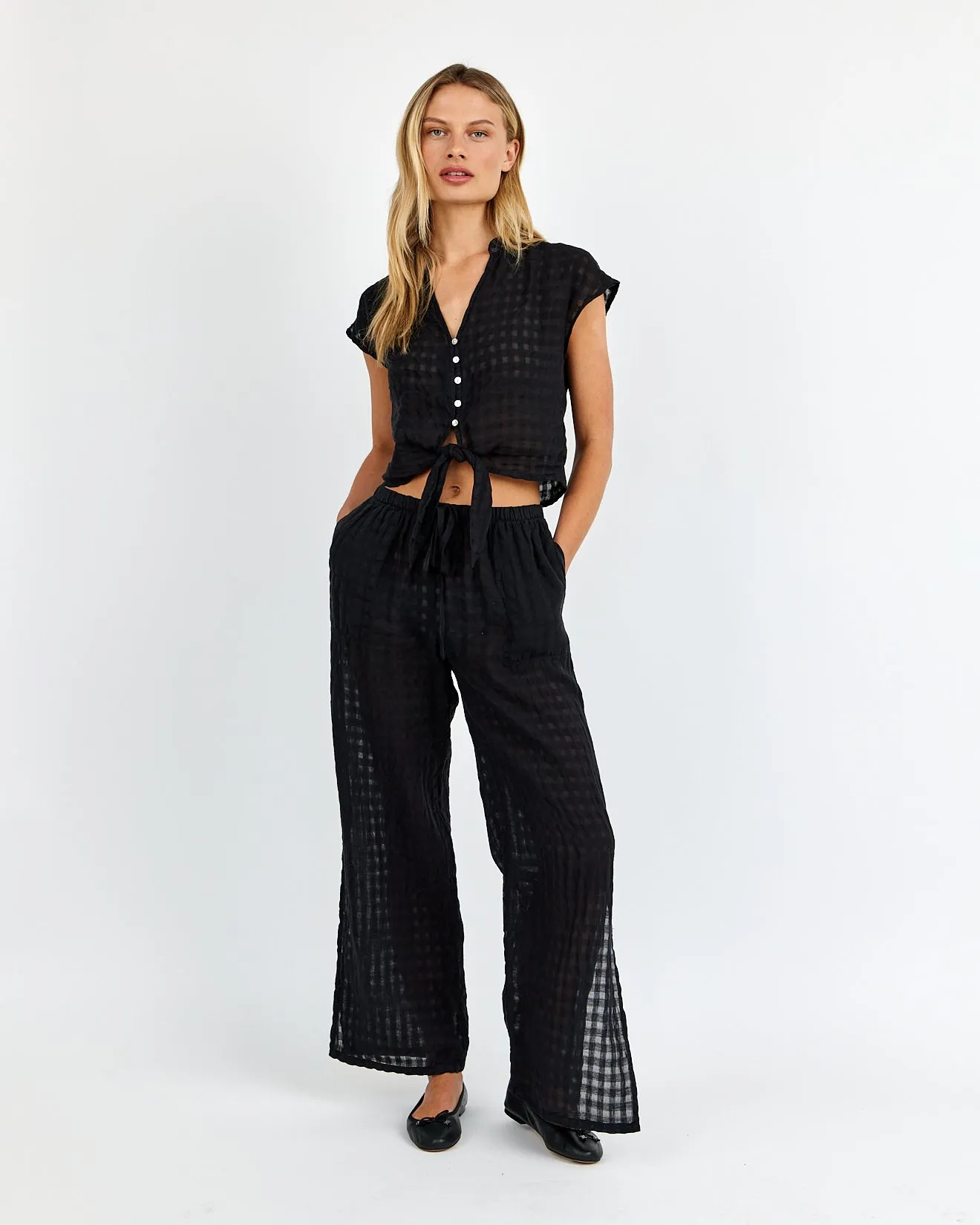 Side Slit Beach Pant - Black sold by Bella Dahl