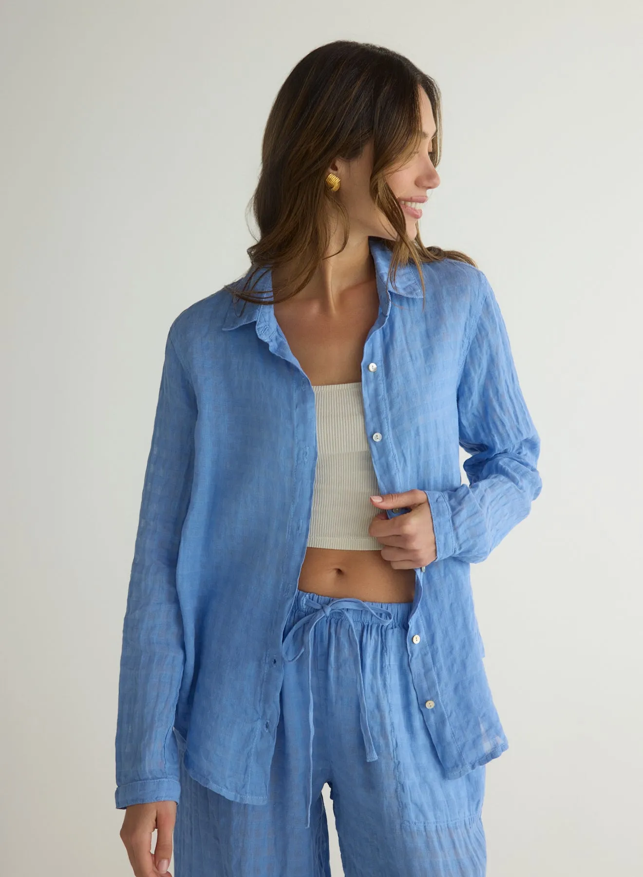 Clean Front Button Down - Riviera Blue sold by Bella Dahl product image thumbnail 3