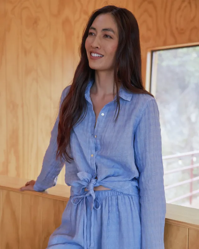 Clean Front Button Down - Riviera Blue sold by Bella Dahl