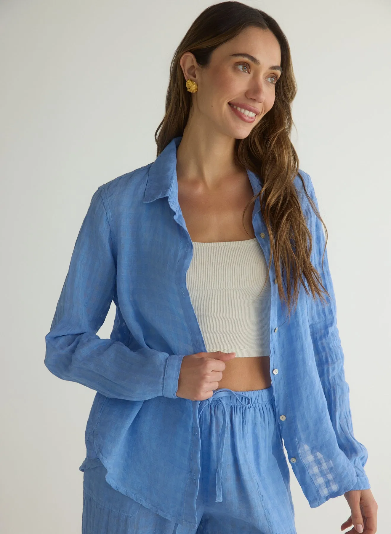 Clean Front Button Down - Riviera Blue sold by Bella Dahl product image thumbnail 4