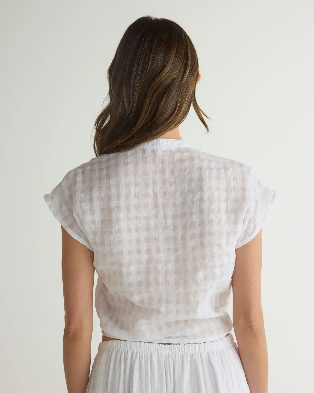 Short Sleeve Tie Front Top - White sold by Bella Dahl product image thumbnail 4