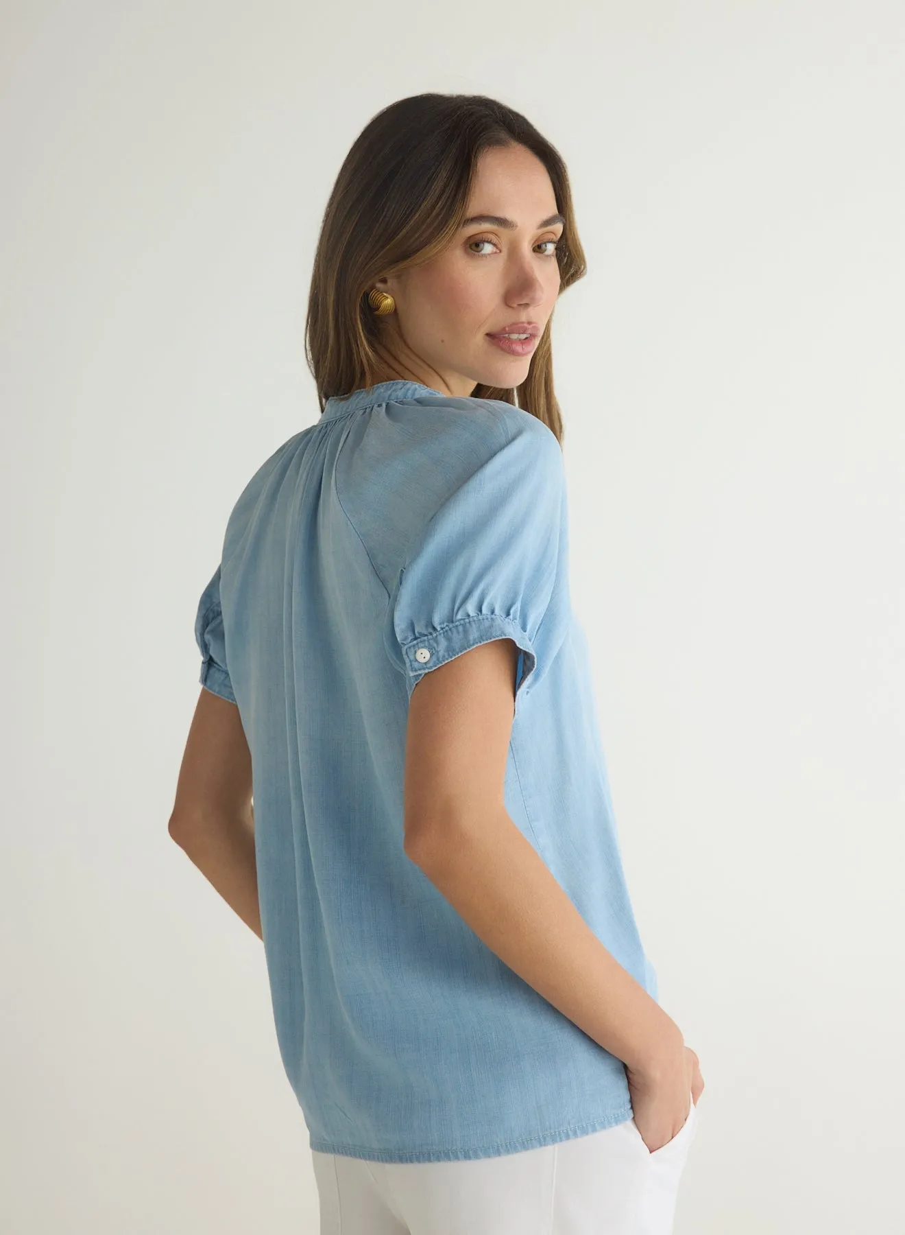 Puff Sleeve Raglan Shirt - Light Riviera Wash sold by Bella Dahl product image thumbnail 3