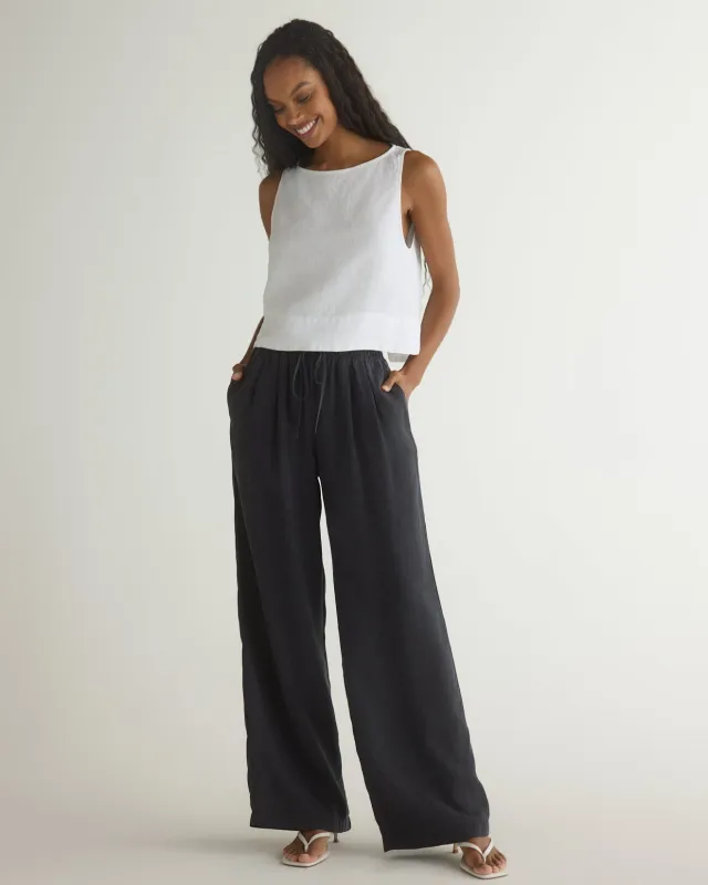 Wide Leg Pleated Pant - Vintage Black sold by Bella Dahl