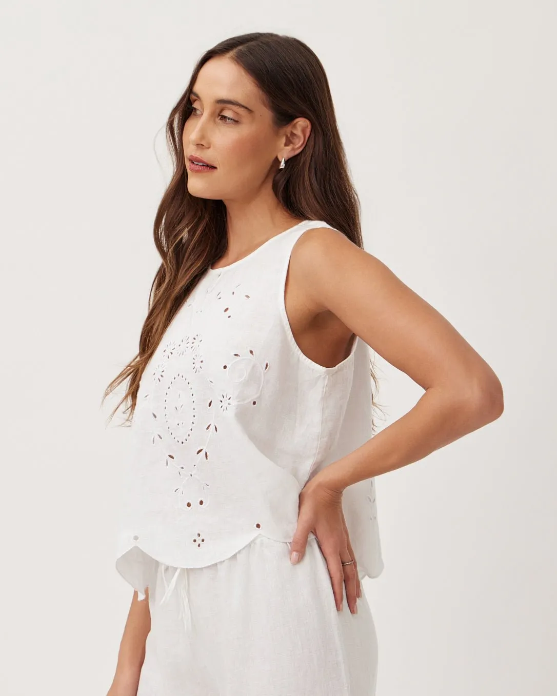 Eyelet Embroidered Tank - White sold by Bella Dahl product image thumbnail 3