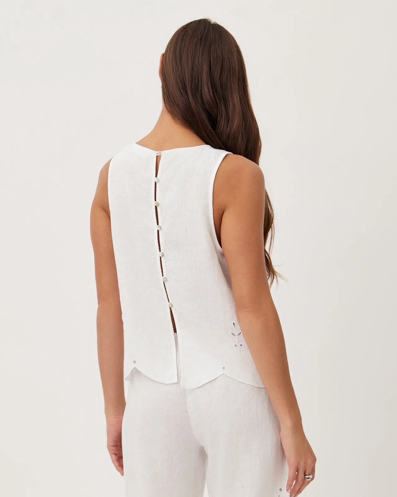 Eyelet Embroidered Tank - White sold by Bella Dahl product image thumbnail 4