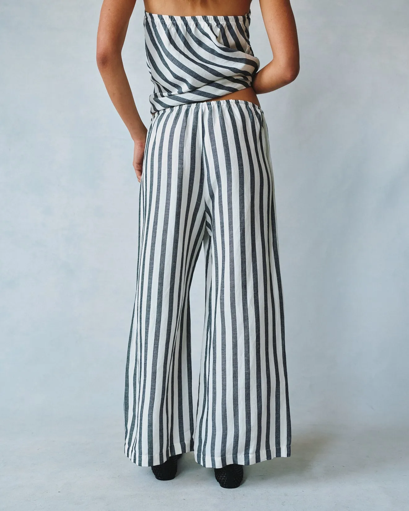 Wide Leg Crop With Drawstring - Saint Tropez Stripe sold by Bella Dahl product image thumbnail 5