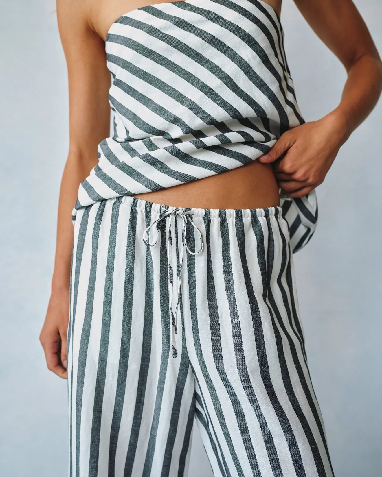 Wide Leg Crop With Drawstring - Saint Tropez Stripe sold by Bella Dahl product image thumbnail 2