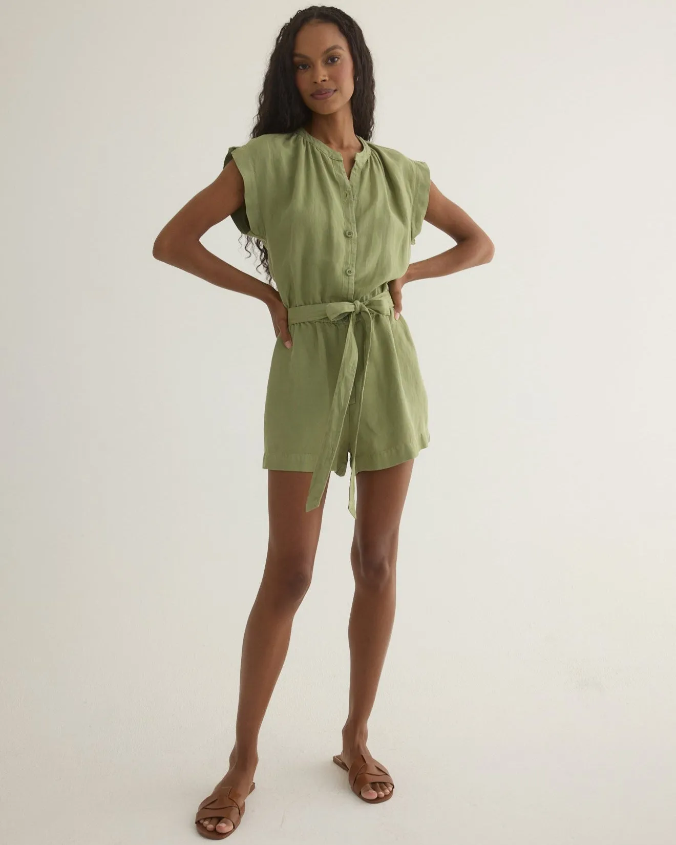 Split Detail Romper - Summer Moss sold by Bella Dahl