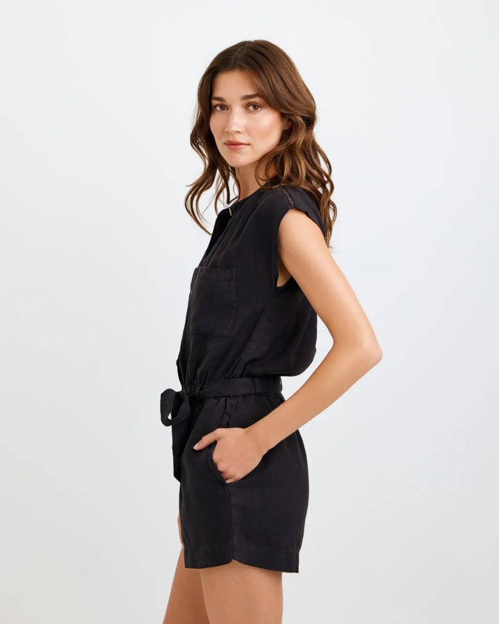 Lace Inset Romper - Black sold by Bella Dahl product image thumbnail 4
