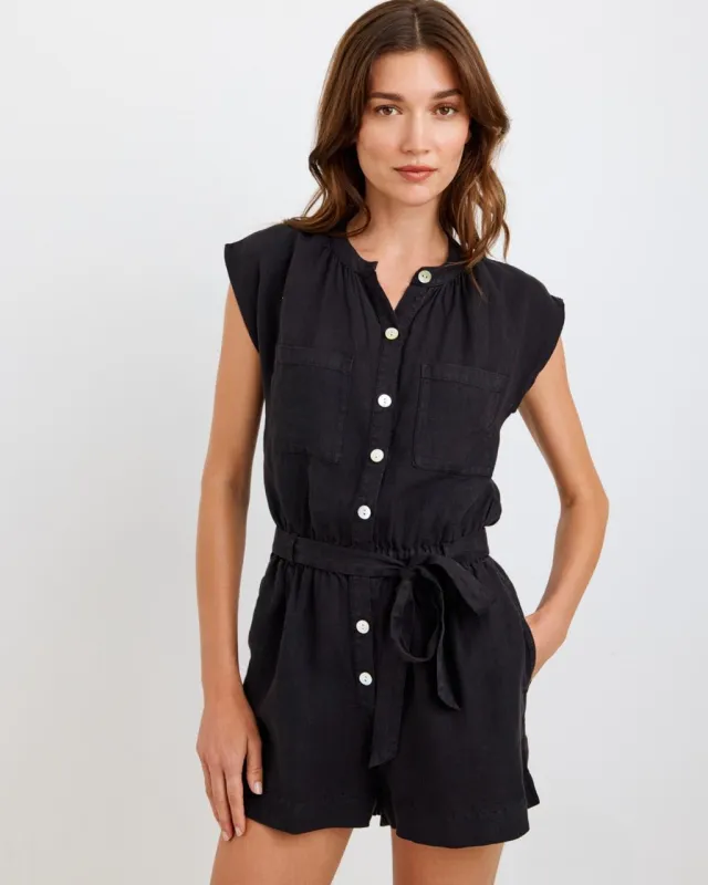 Lace Inset Romper - Black sold by Bella Dahl