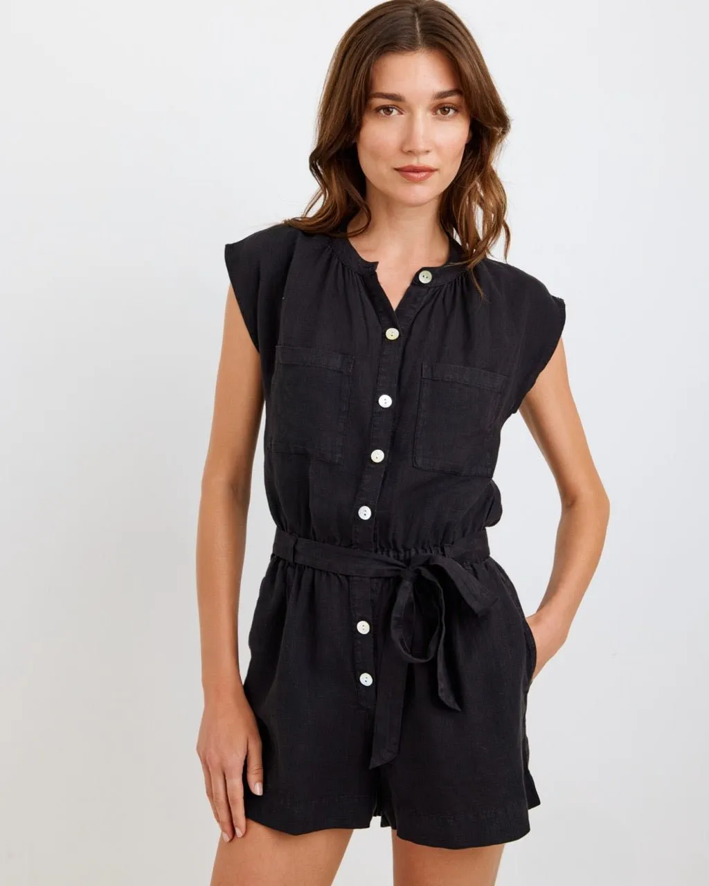 Lace Inset Romper - Black sold by Bella Dahl