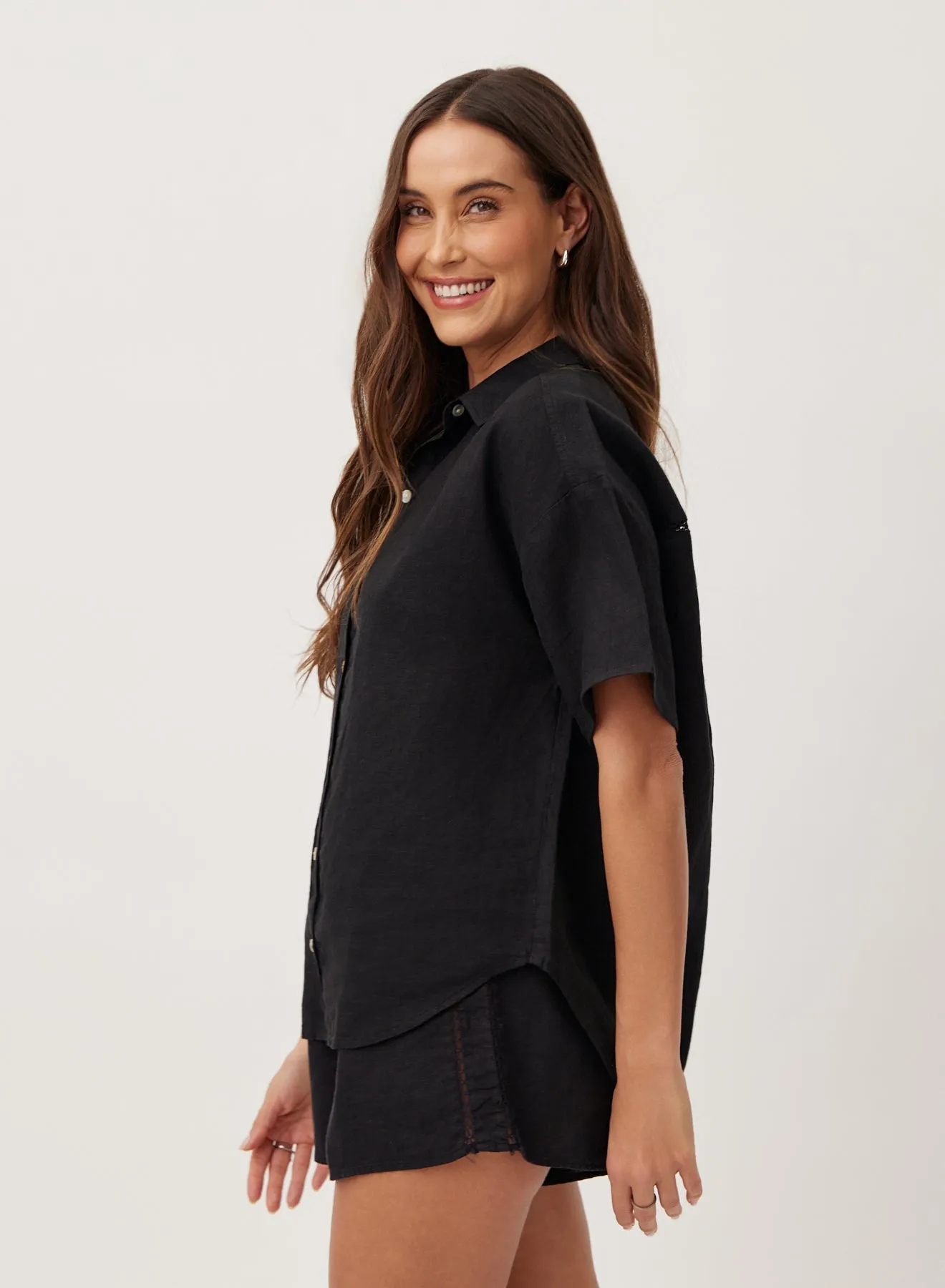 Lace Trim Button Down - Black sold by Bella Dahl product image thumbnail 3