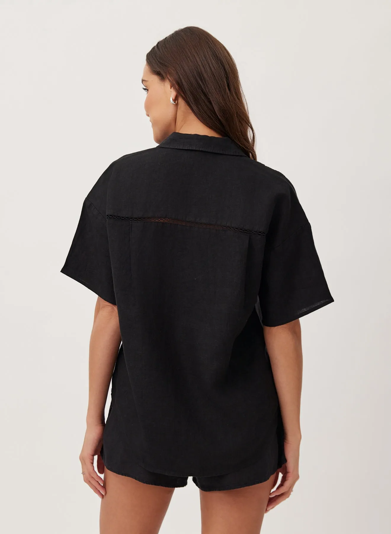 Lace Trim Button Down - Black sold by Bella Dahl product image thumbnail 4