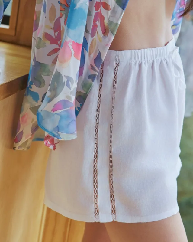 Beach Short with Lace Inset - White sold by Bella Dahl