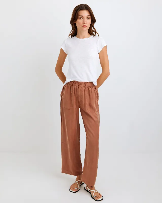 Utility pocket Ankle Pant - Riviera Brown sold by Bella Dahl