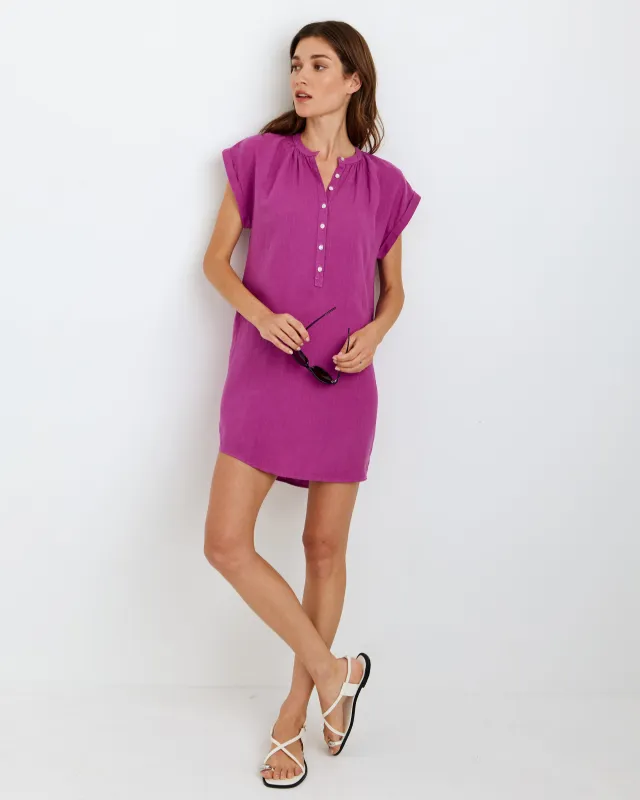 Cap Sleeve Henley Dress - Wild Plum sold by Bella Dahl