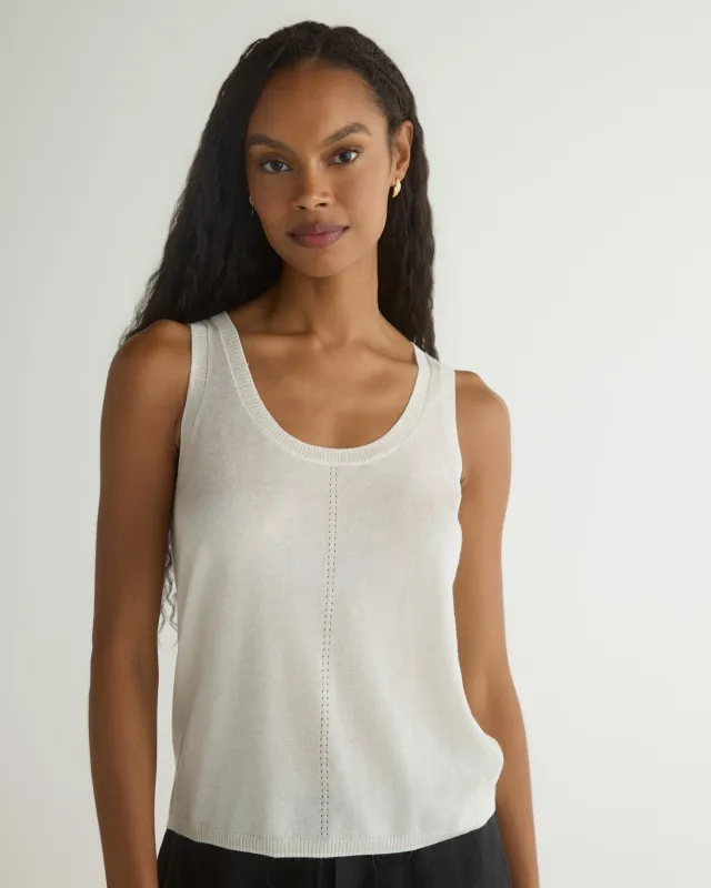 Sleeveless Scoop Neck Knit Top - Off White sold by Bella Dahl