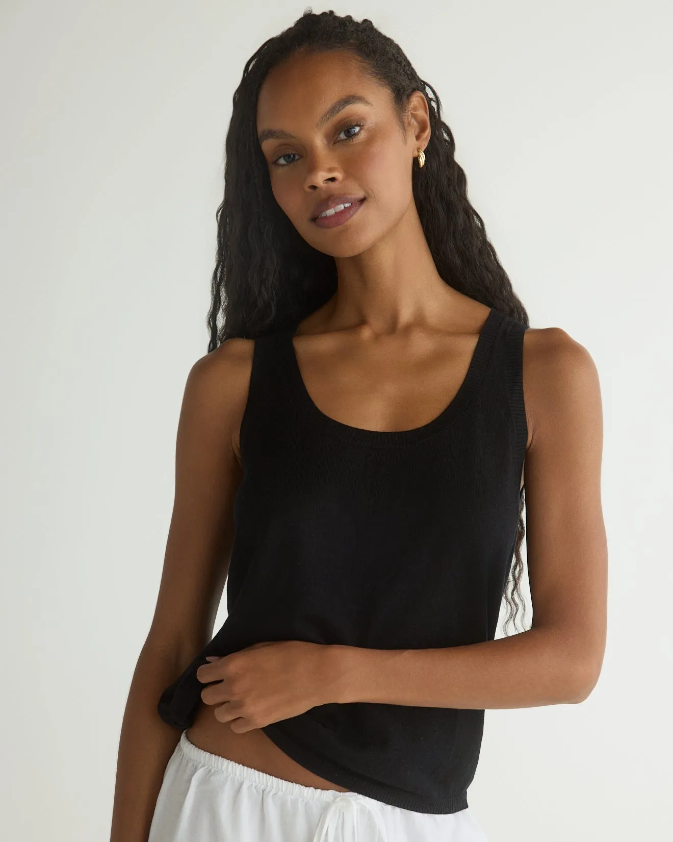 Sleeveless Scoop Neck Knit Top - Black sold by Bella Dahl