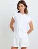 Short Sleeve Placket Pullover - White sold by Bella Dahl