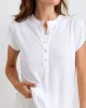 Short Sleeve Placket Pullover - White sold by Bella Dahl