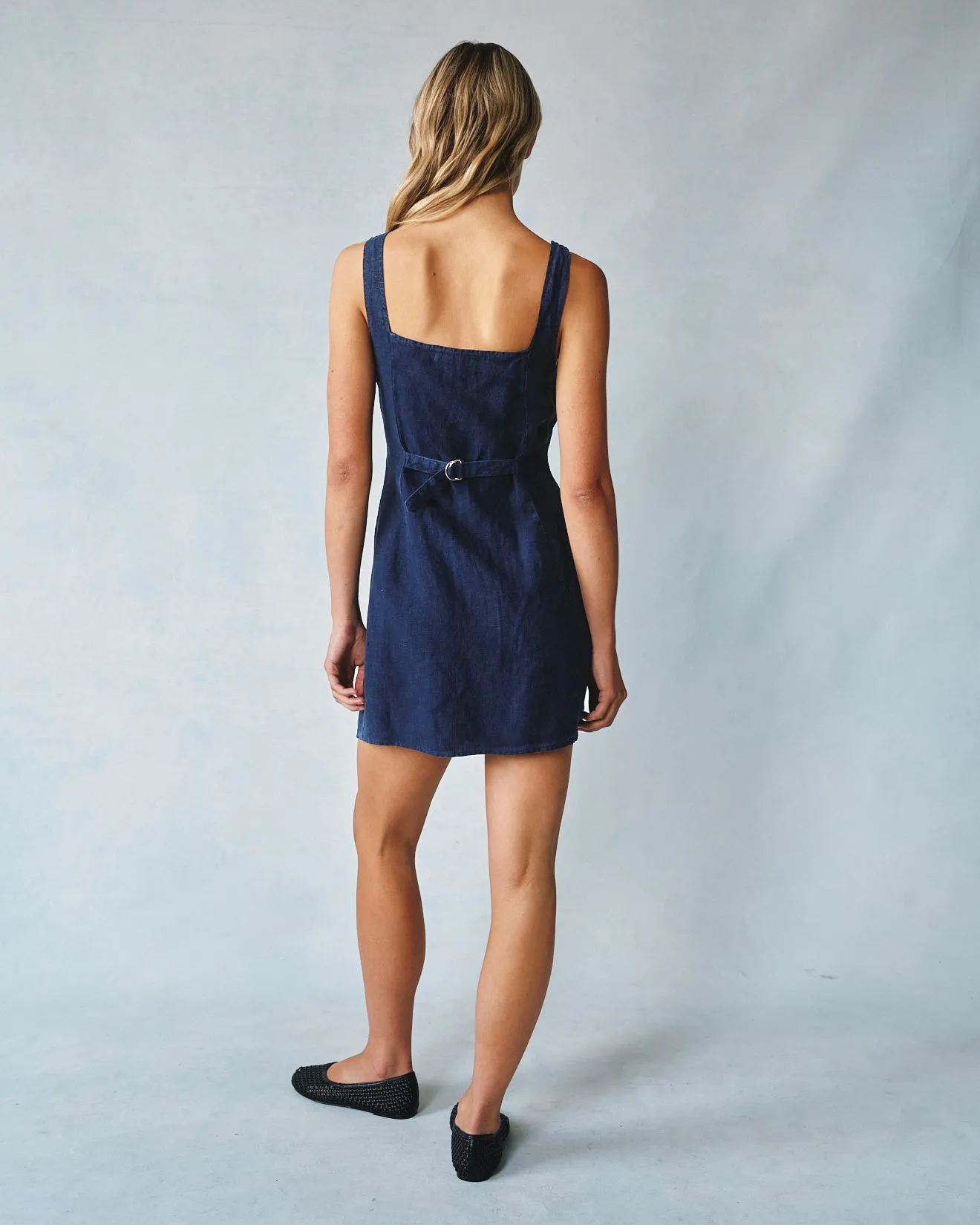 Square Neck Button Front Mini Dress - Italian Navy sold by Bella Dahl product image thumbnail 5