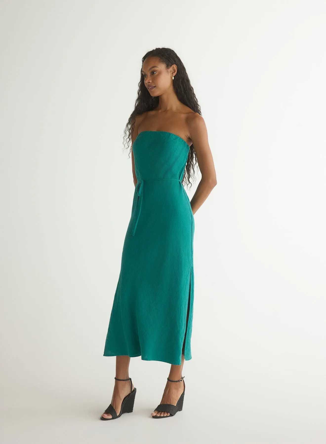 Strapless Bias Maxi Dress - Teal Green sold by Bella Dahl product image thumbnail 3