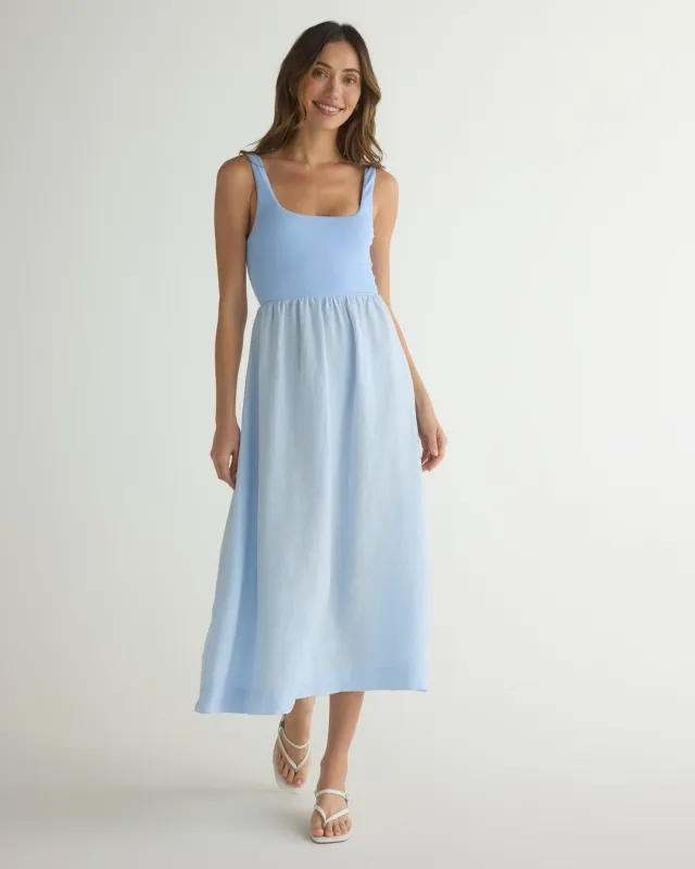Sleeveless Knit Combo Dress - Blue Periwinkle made by Bella Dahl