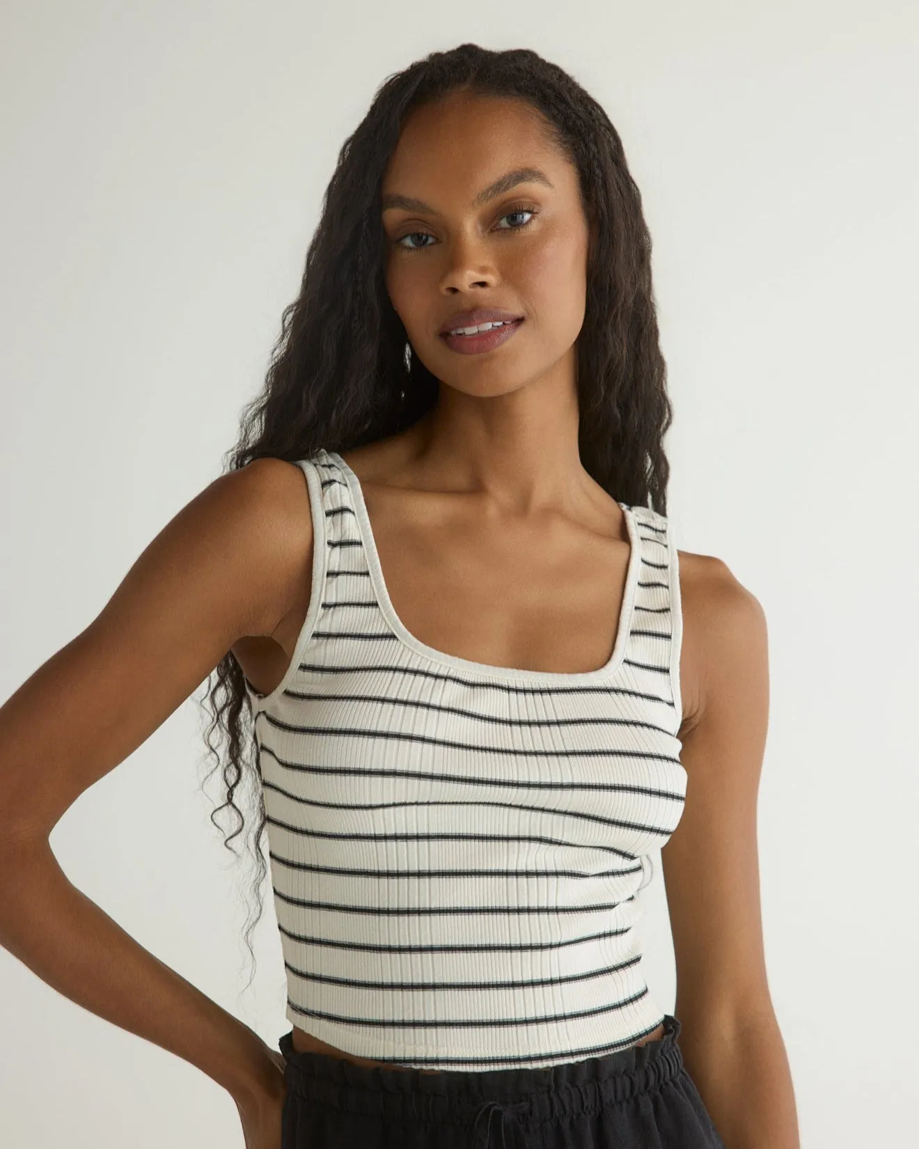 Sleeveless Square Neck Top - Cannes Stripe sold by Bella Dahl