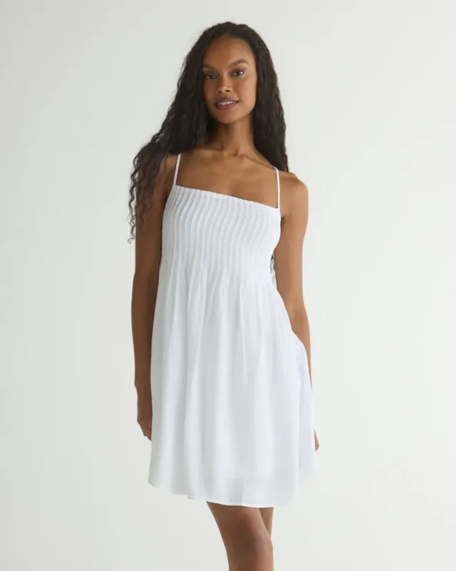 Flowy Pintuck Dress - White sold by Bella Dahl