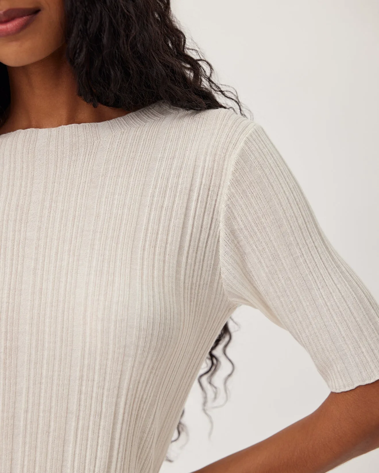 Textured Ribbed Short Sleeve Top - Off White sold by Bella Dahl